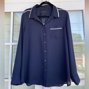 Banana Republic Dillon Classic-Fit Piped Shirt Navy